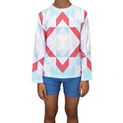 Abstract Pattern T- Shirt Hourglass Pattern  Urban Tones Abstract  Blue And Red  Soft Furnishings 4 Kids  Long Sleeve Swimwear by maxcute