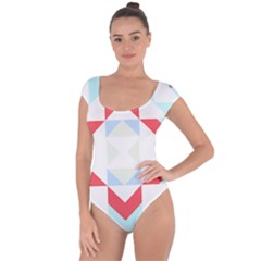 Abstract Pattern T- Shirt Hourglass Pattern  Urban Tones Abstract  Blue And Red  Soft Furnishings 4 Short Sleeve Leotard  by maxcute