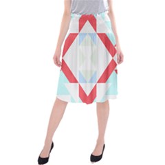 Abstract Pattern T- Shirt Hourglass Pattern  Urban Tones Abstract  Blue And Red  Soft Furnishings 4 Midi Beach Skirt by maxcute