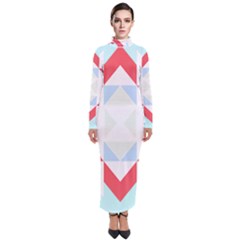 Abstract Pattern T- Shirt Hourglass Pattern  Urban Tones Abstract  Blue And Red  Soft Furnishings 4 Turtleneck Maxi Dress by maxcute