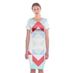 Abstract Pattern T- Shirt Hourglass Pattern  Urban Tones Abstract  Blue And Red  Soft Furnishings 4 Classic Short Sleeve Midi Dress by maxcute