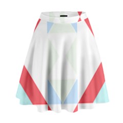 Abstract Pattern T- Shirt Hourglass Pattern  Urban Tones Abstract  Blue And Red  Soft Furnishings 4 High Waist Skirt