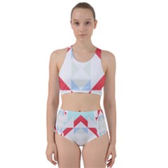 Abstract Pattern T- Shirt Hourglass Pattern  Urban Tones Abstract  Blue And Red  Soft Furnishings 4 Racer Back Bikini Set by maxcute