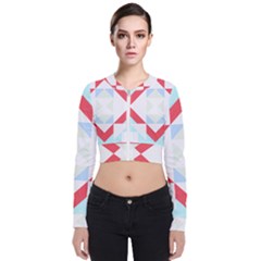 Abstract Pattern T- Shirt Hourglass Pattern  Urban Tones Abstract  Blue And Red  Soft Furnishings 4 Long Sleeve Zip Up Bomber Jacket by maxcute