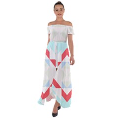 Abstract Pattern T- Shirt Hourglass Pattern  Urban Tones Abstract  Blue And Red  Soft Furnishings 4 Off Shoulder Open Front Chiffon Dress by maxcute