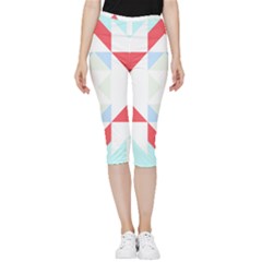 Abstract Pattern T- Shirt Hourglass Pattern  Urban Tones Abstract  Blue And Red  Soft Furnishings 4 Inside Out Lightweight Velour Capri Leggings  by maxcute