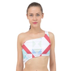 Abstract Pattern T- Shirt Hourglass Pattern  Urban Tones Abstract  Blue And Red  Soft Furnishings 4 Spliced Up Bikini Top  by maxcute