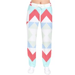 Abstract Pattern T- Shirt Hourglass Pattern  Urban Tones Abstract  Blue And Red  Soft Furnishings 4 Women Velvet Drawstring Pants by maxcute