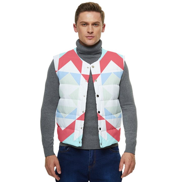 Abstract Pattern T- Shirt Hourglass Pattern  Urban Tones Abstract  Blue And Red  Soft Furnishings 4 Men s Short Button Up Puffer Vest	