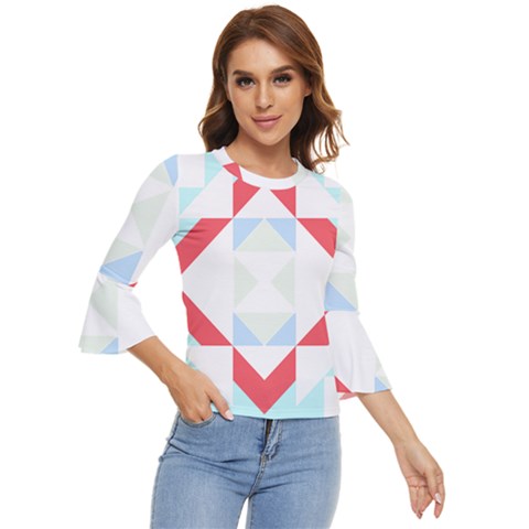 Abstract Pattern T- Shirt Hourglass Pattern  Urban Tones Abstract  Blue And Red  Soft Furnishings 4 Bell Sleeve Top by maxcute