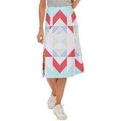 Abstract Pattern T- Shirt Hourglass Pattern  Urban Tones Abstract  Blue And Red  Soft Furnishings 4 Midi Panel Skirt by maxcute