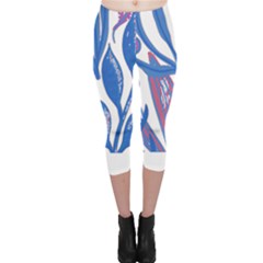 Abstract Patterns T- Shirt Orange Aquatic Print T- Shirt Capri Leggings  by maxcute