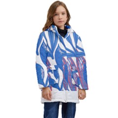 Abstract Patterns T- Shirt Orange Aquatic Print T- Shirt Kid s Hooded Longline Puffer Jacket by maxcute