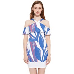 Abstract Patterns T- Shirt Orange Aquatic Print T- Shirt Shoulder Frill Bodycon Summer Dress by maxcute