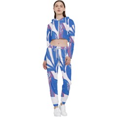 Abstract Patterns T- Shirt Orange Aquatic Print T- Shirt Cropped Zip Up Lounge Set by maxcute