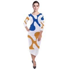 Abstract Swirl Gold And Blue Pattern T- Shirt Abstract Swirl Gold And Blue Pattern T- Shirt Quarter Sleeve Midi Velour Bodycon Dress by maxcute