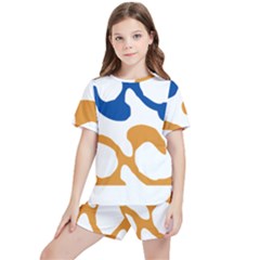 Abstract Swirl Gold And Blue Pattern T- Shirt Abstract Swirl Gold And Blue Pattern T- Shirt Kids  Tee And Sports Shorts Set by maxcute