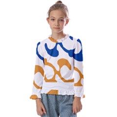 Abstract Swirl Gold And Blue Pattern T- Shirt Abstract Swirl Gold And Blue Pattern T- Shirt Kids  Frill Detail Tee