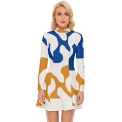 Abstract Swirl Gold And Blue Pattern T- Shirt Abstract Swirl Gold And Blue Pattern T- Shirt Long Sleeve Velour Longline Dress