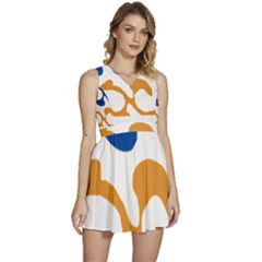 Abstract Swirl Gold And Blue Pattern T- Shirt Abstract Swirl Gold And Blue Pattern T- Shirt Sleeveless High Waist Mini Dress