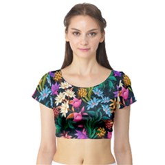 Floral print  Short Sleeve Crop Top