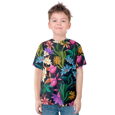 Floral Print  Kids  Cotton Tee by BellaVistaTshirt02