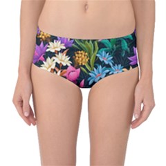 Floral print  Mid-Waist Bikini Bottoms