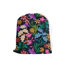 Floral Print  Drawstring Pouch (large)