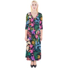 Floral print  Quarter Sleeve Wrap Maxi Dress