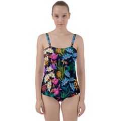 Floral Print  Twist Front Tankini Set by BellaVistaTshirt02