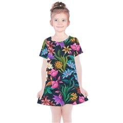 Floral print  Kids  Simple Cotton Dress