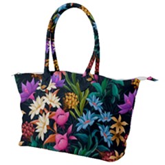 Floral Print  Canvas Shoulder Bag by BellaVistaTshirt02