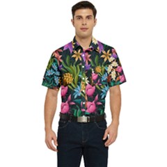 Floral print  Men s Short Sleeve Pocket Shirt 