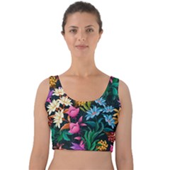 Floral Print  Velvet Crop Top by BellaVistaTshirt02