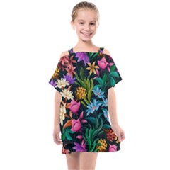 Floral print  Kids  One Piece Chiffon Dress