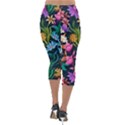 Floral print  Lightweight Velour Capri Leggings  View2