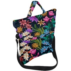 Floral Print  Fold Over Handle Tote Bag by BellaVistaTshirt02