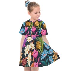 Floral Print  Kids  Sailor Dress by BellaVistaTshirt02