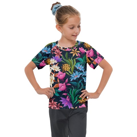 Floral Print  Kids  Mesh Piece Tee by BellaVistaTshirt02