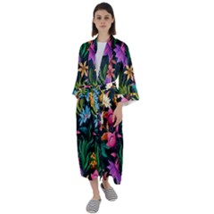 Floral print  Maxi Satin Kimono