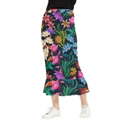 Floral Print  Maxi Fishtail Chiffon Skirt by BellaVistaTshirt02