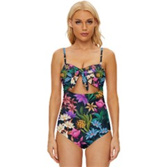 Floral Print  Knot Front One-piece Swimsuit by BellaVistaTshirt02