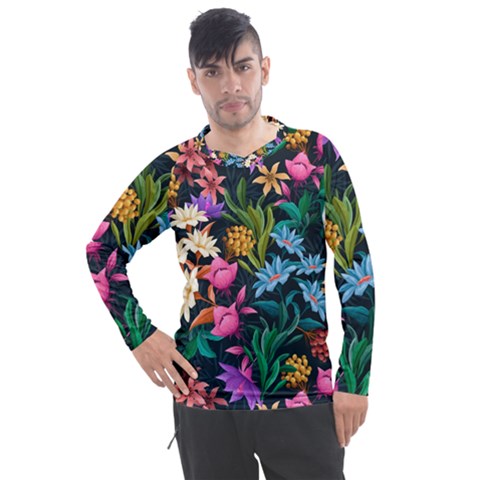 Floral Print  Men s Pique Long Sleeve Tee by BellaVistaTshirt02