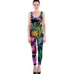 Floral Print  One Piece Catsuit by BellaVistaTshirt02