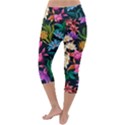 Floral print  Lightweight Velour Capri Yoga Leggings View4