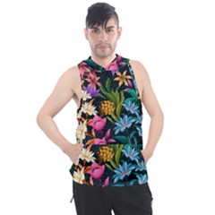 Floral Print  Men s Sleeveless Hoodie by BellaVistaTshirt02