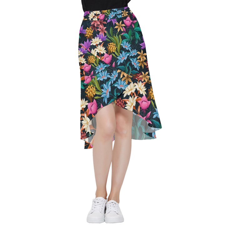 Floral print  Frill Hi Low Chiffon Skirt