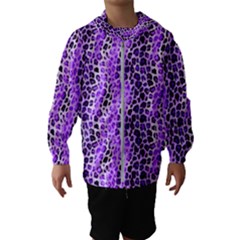 Purple Leopard  Kids  Hooded Windbreaker by DinkovaArt