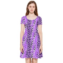 Purple Leopard  Inside Out Cap Sleeve Dress by DinkovaArt