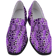 Purple Leopard  Women s Chunky Heel Loafers by DinkovaArt